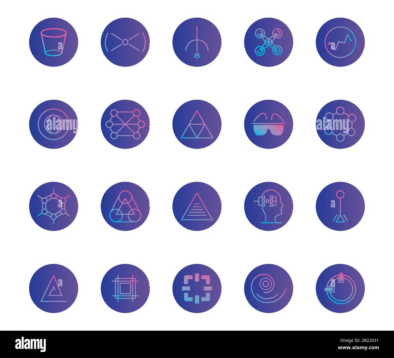 gradient style icon set design, futuristic virtual technology modern ...