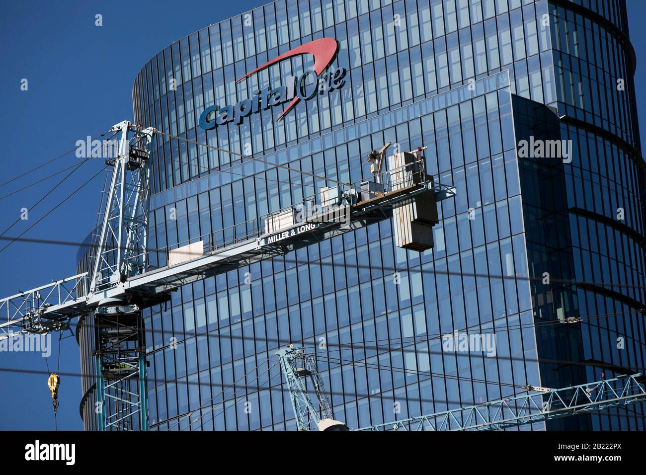 A logo sign outside of the headquarters of Capital One Financial Corporation (Bank) in McLean, Virginia, on February 23, 2020. Stock Photo