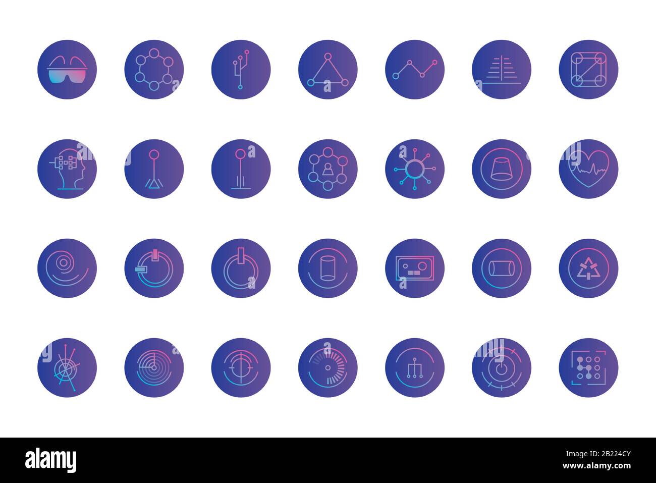 gradient style icon set design, futuristic virtual technology modern ...