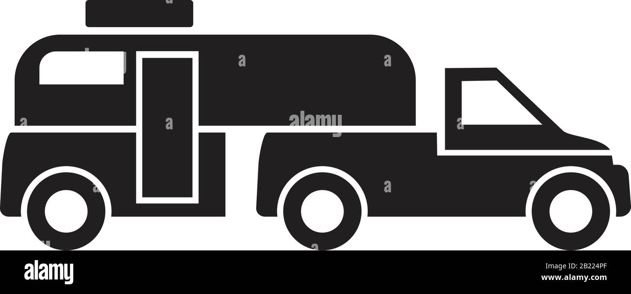 Camping trucks black glyph icon template black color editable. Camping ...