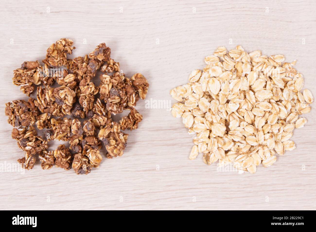 Granola and oat flakes as source iron, healthy food for breakfast