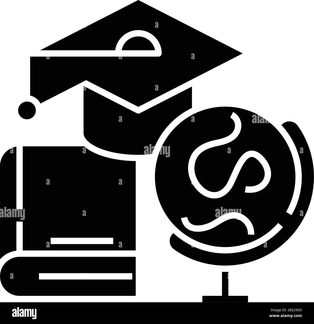 Education symbols black icon, concept illustration, vector flat symbol ...