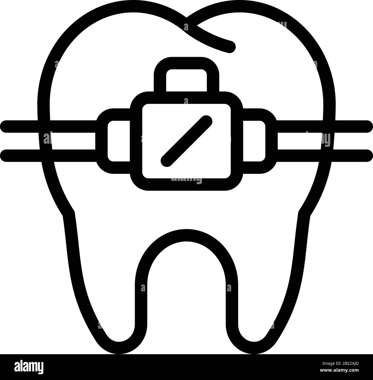 Tooth bracket icon, outline style Stock Vector