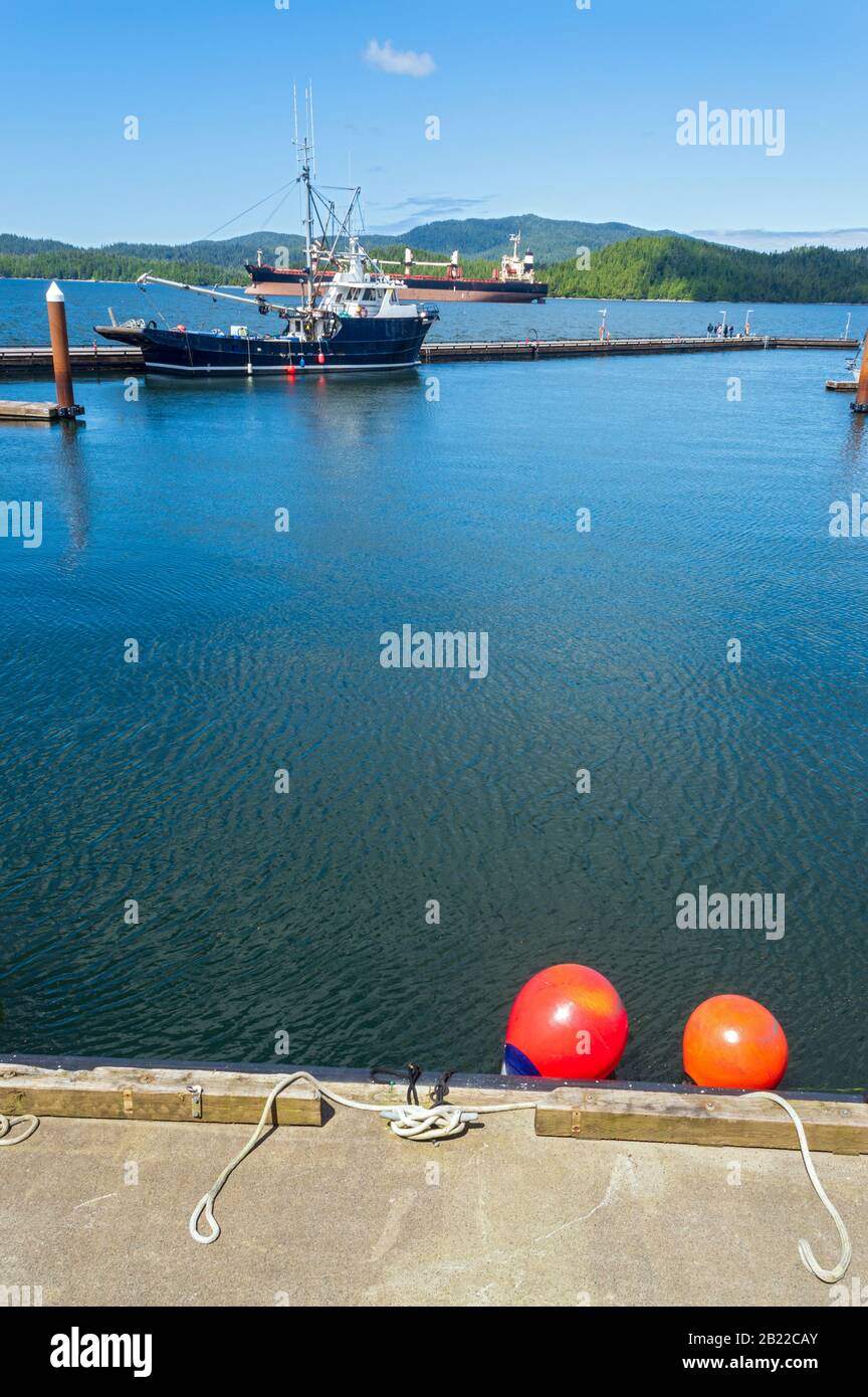 Buoys and docked boats in Prince Rupert, British Columbia, Canada Stock