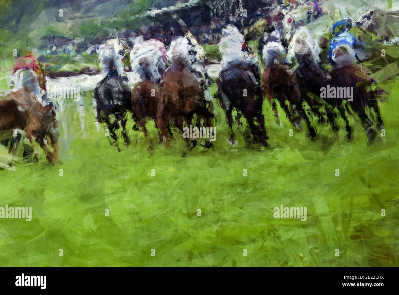 horse race painting Stock Photo