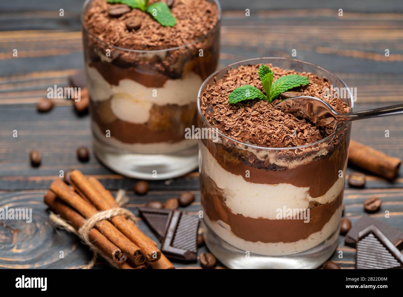 Chocolate desserts in a glass