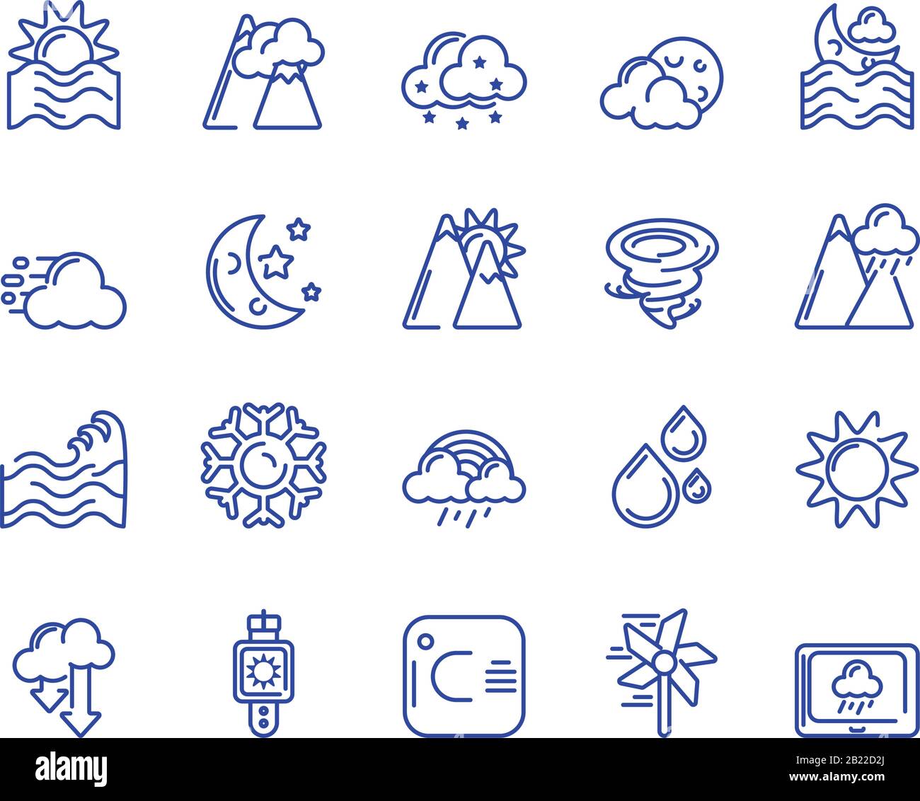 sun and weather concept of icons set over white background, line style ...