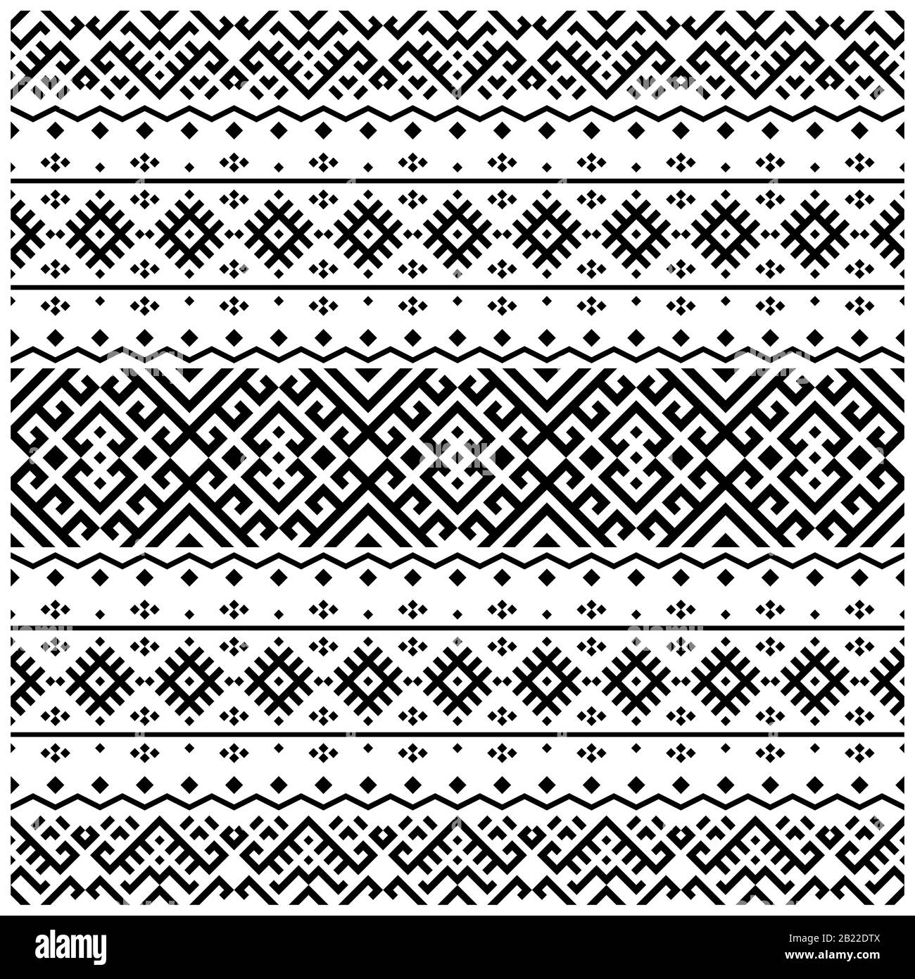 Ikat ethnic seamless pattern vector in black and white color Stock ...