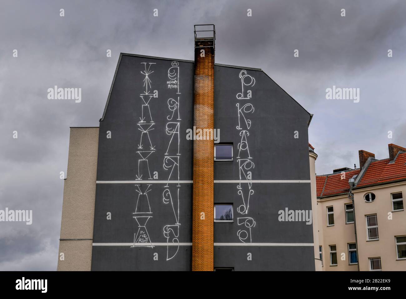 Graffiti, Brandwand, Bundesplatz, Schöneberg, Berlin, Deutschland Stock Photo