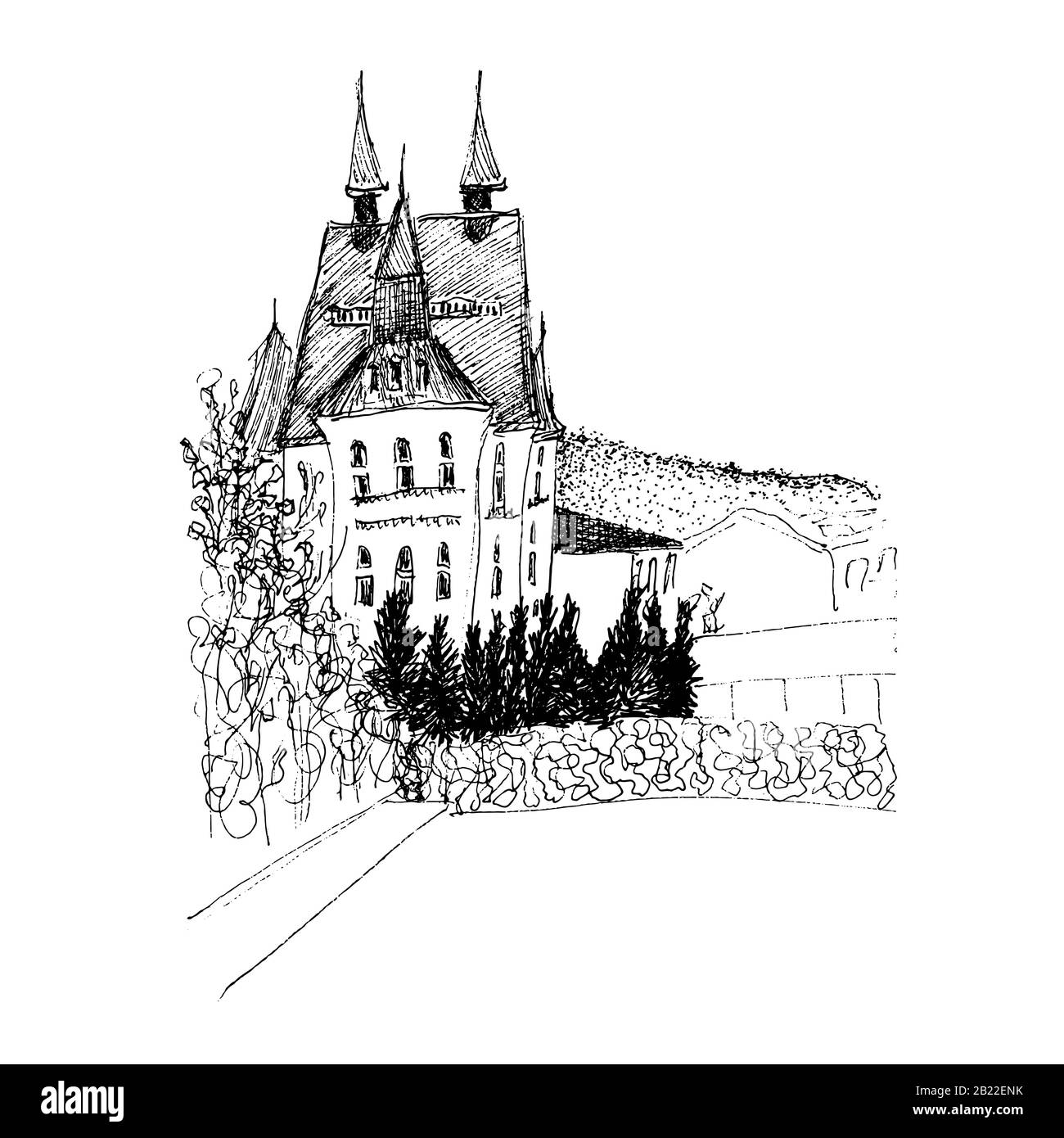 Sketched Mansion Stylized Modern Building Stock Vector Image Art Alamy