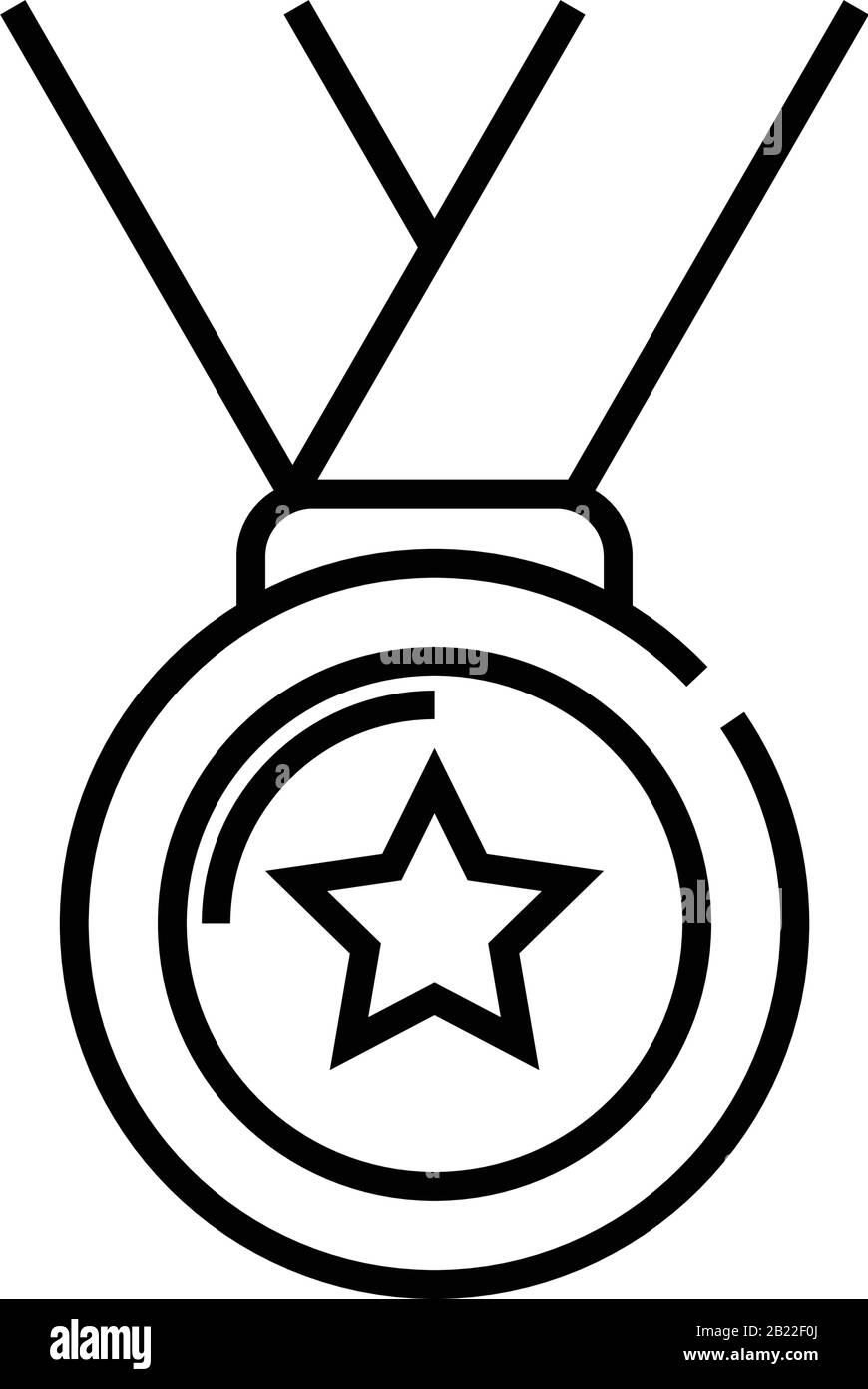 Medal line icon, concept sign, outline vector illustration, linear ...