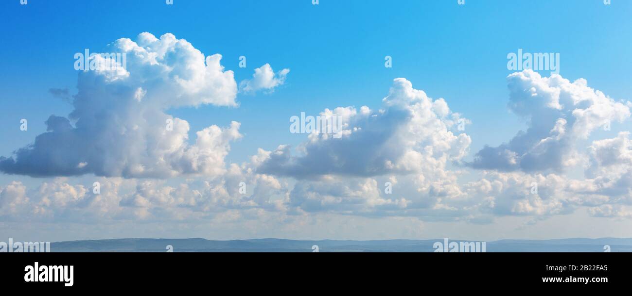 blue sky background with tiny clouds. panorama Stock Photo - Alamy
