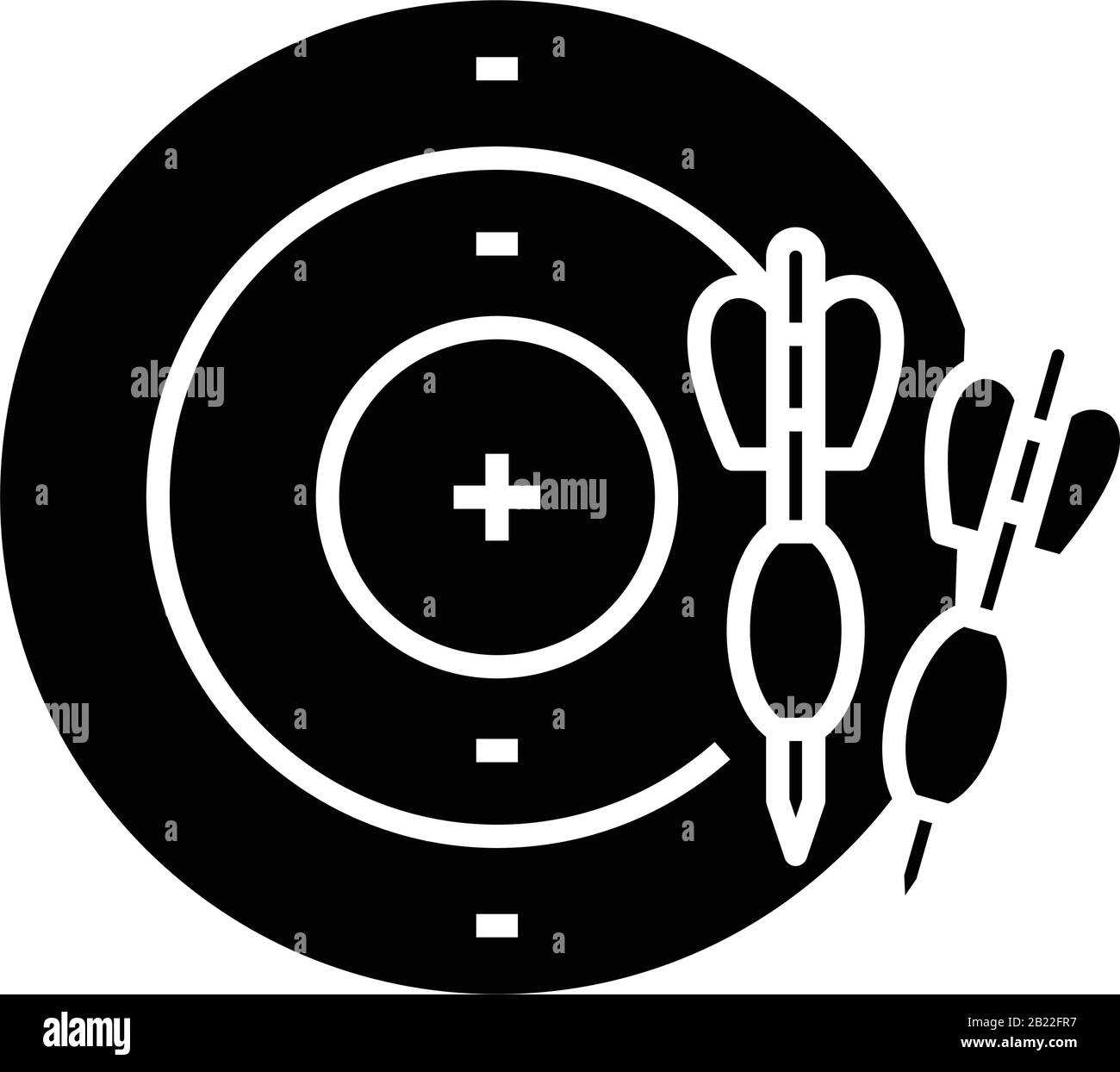 Dart game black icon, concept illustration, vector flat symbol, glyph ...