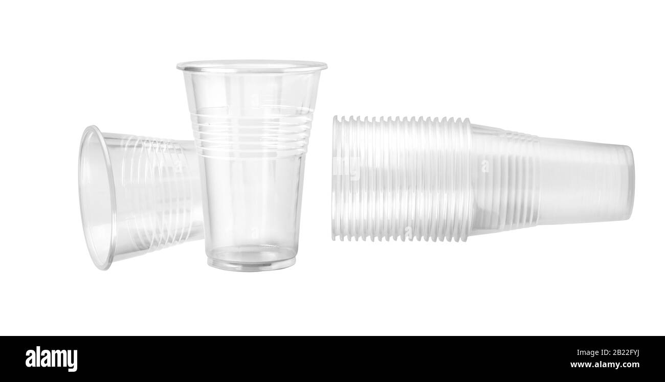 Plastic Glass isolated on white background Stock Photo