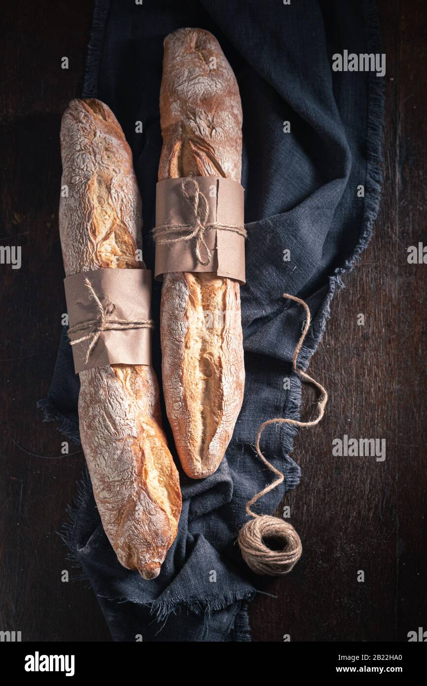 Homemade french baguettes freshly baked in bakery Stock Photo - Alamy