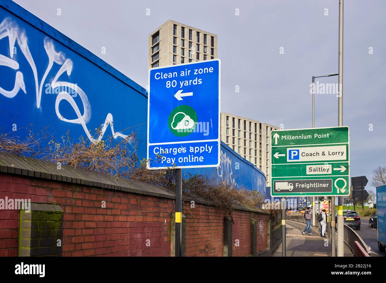Clean air zone signage on the outskirts of the city centre Stock Photo