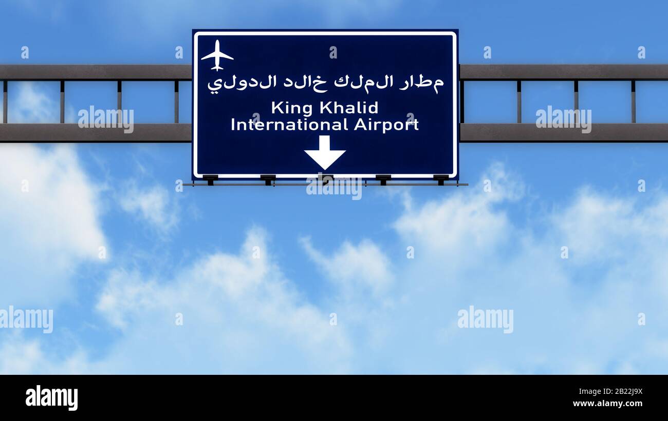 Riyadh Airport Highway Road Sign 3D Illustration Stock Photo - Alamy