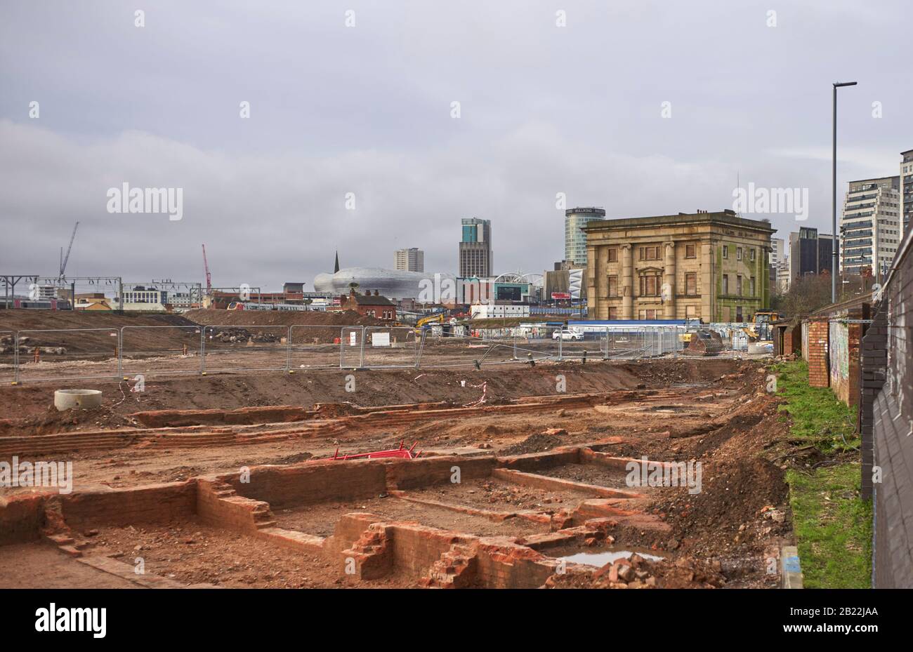 Curzon Street station and the building works being prepared for the new HS2 station in Digbeth, Birmingham Stock Photo