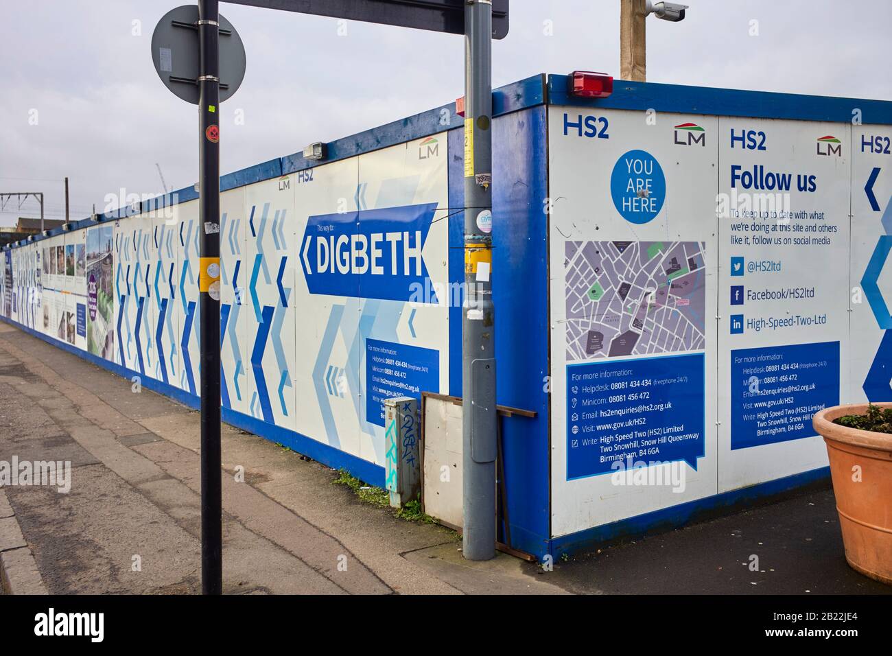 HS2 hoardings round the building site at Digbeth, Birmingham Stock Photo