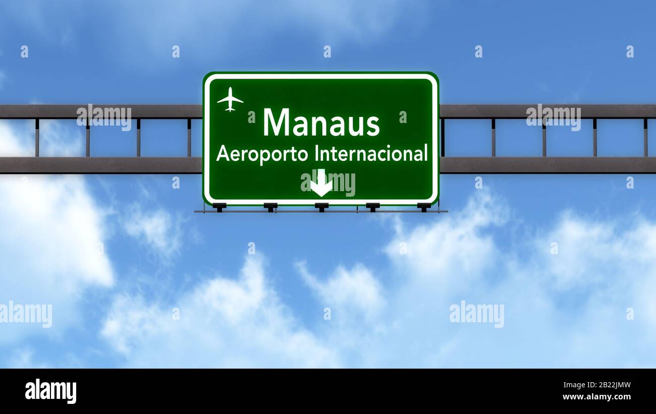 Manaus Brazil Airport Highway Road Sign 3D Illustration Stock Photo Alamy