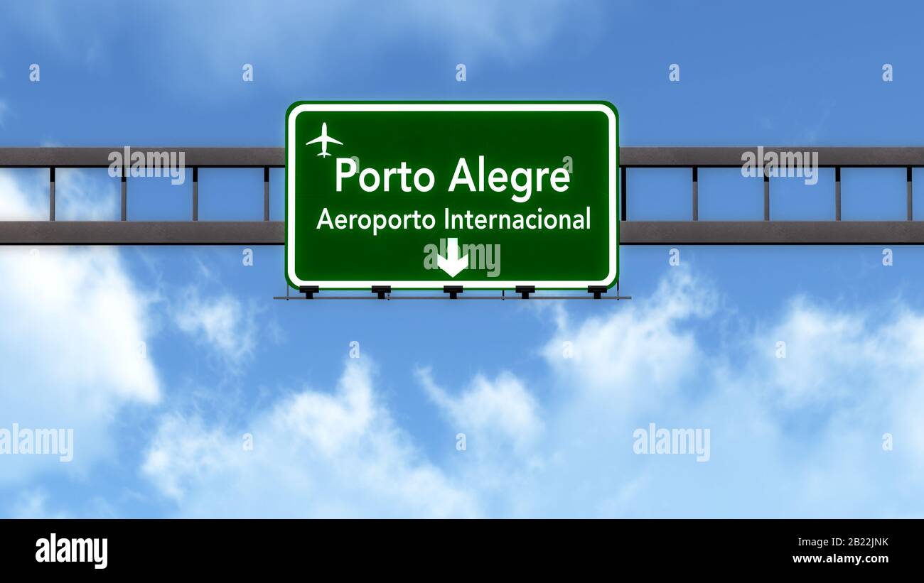 Porto Alegre Brazil Airport Highway Road Sign 3D Illustration Stock Photo