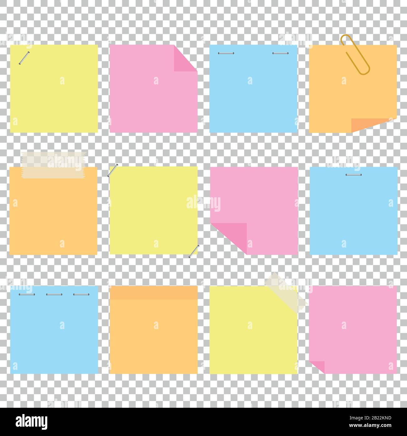 A set of colored office yellow stickers. A simple flat vector ...