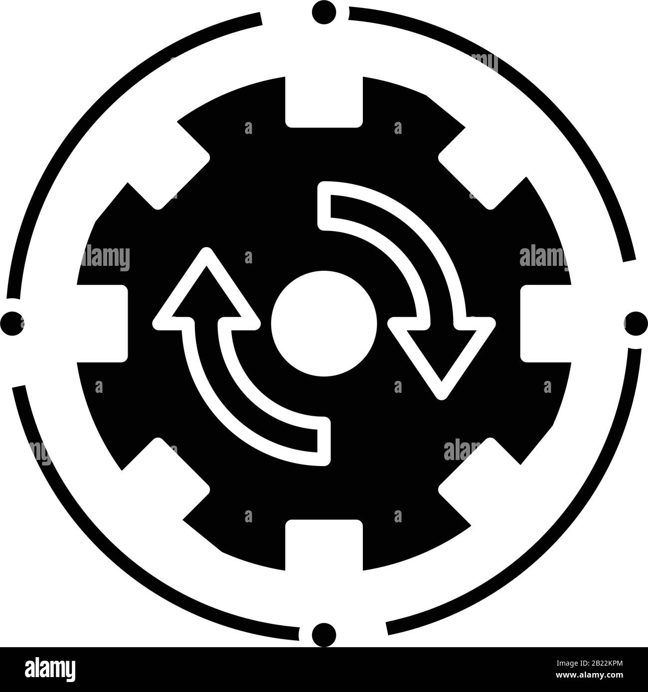 Data synchronization black icon, concept illustration, vector flat symbol, glyph sign. Stock Vector