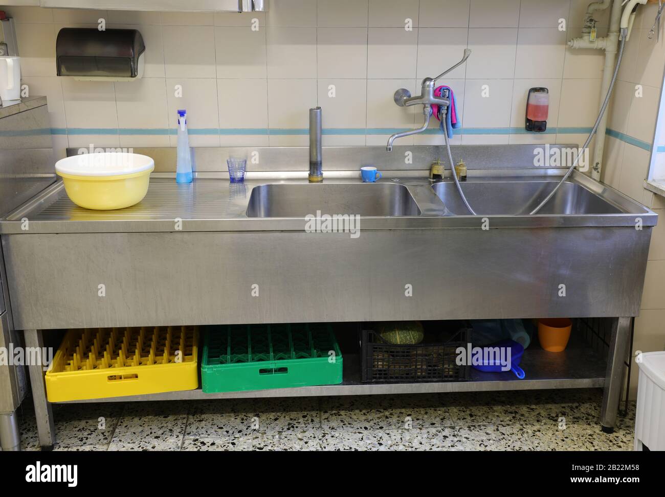 Industrial sink in stainless steel without people Stock Photo Alamy