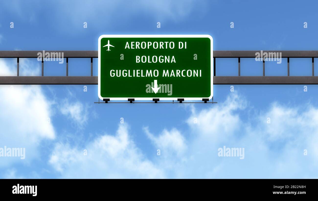 Bologna Italy Airport Highway Road Sign 3D Illustration Stock Photo Alamy