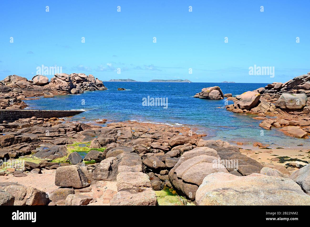 Pink Rocks France Coastline with well known pink rocks, Pink Granite Coast or Cote de ...