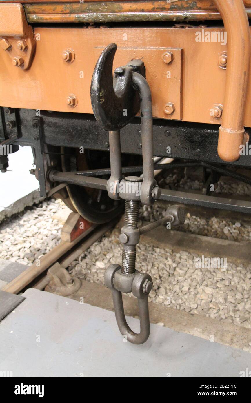 The Coupling Hook on a Vintage Railway Freight Wagon Stock Photo Alamy