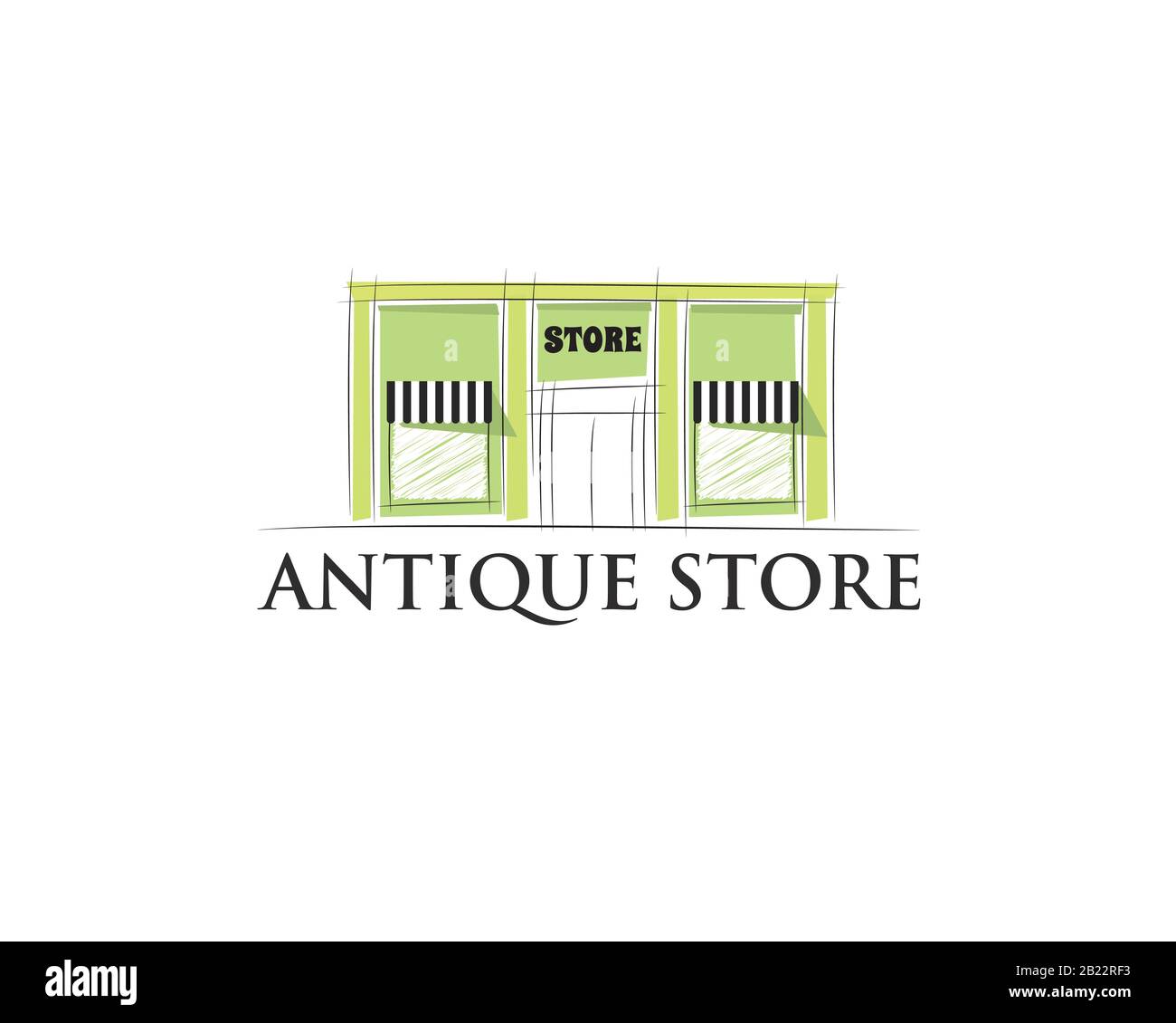 architecture building of an antique store shop facade on the road side Stock Vector