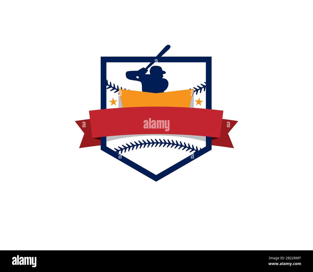 emblem coat of arm logo of basketball with men athlete holding bat ready to  hit ball inside sharp corner shield with ribbon Stock Vector Image & Art -  Alamy
