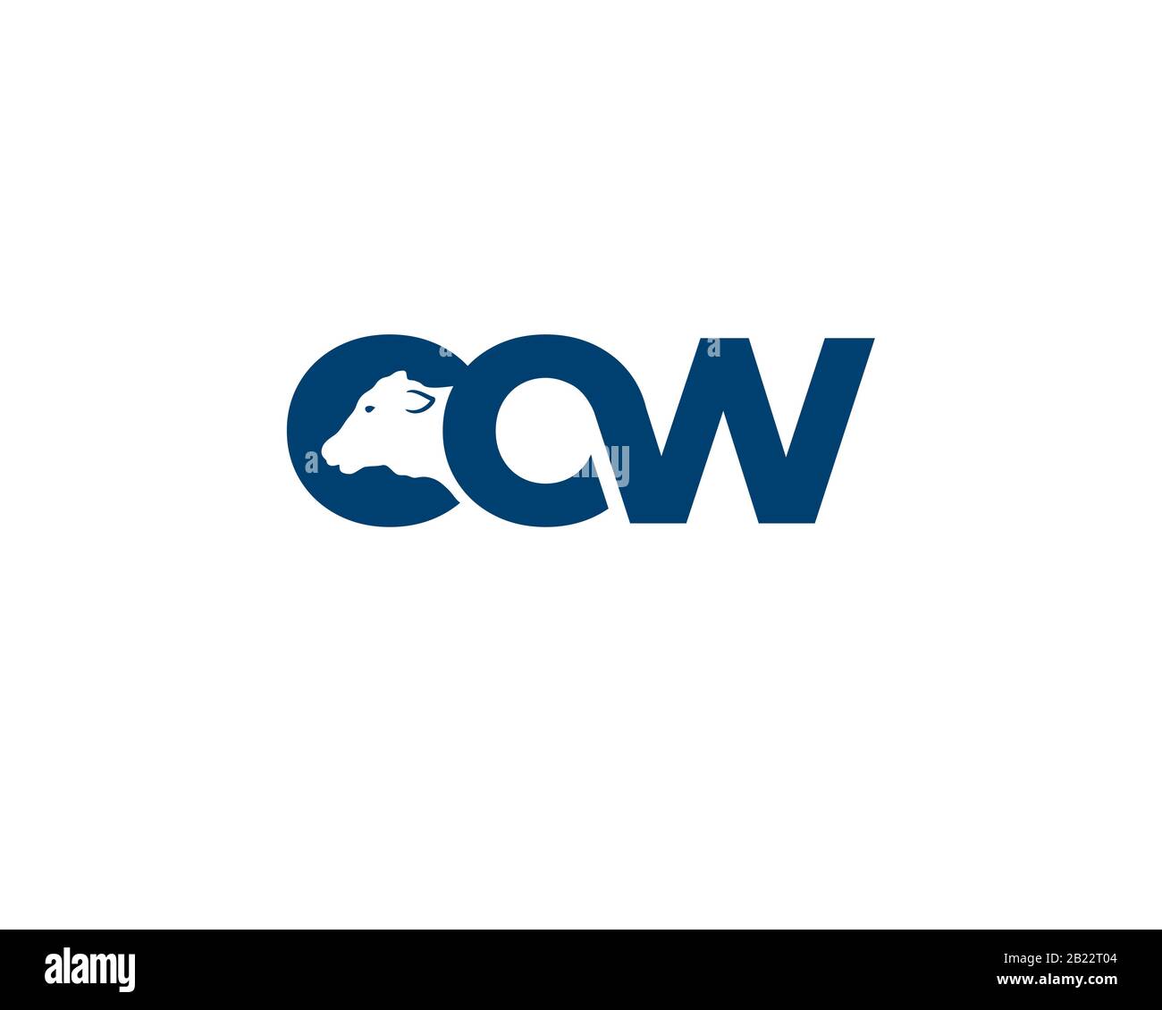 wordmark typography logotype of cow with negative space head Stock Vector