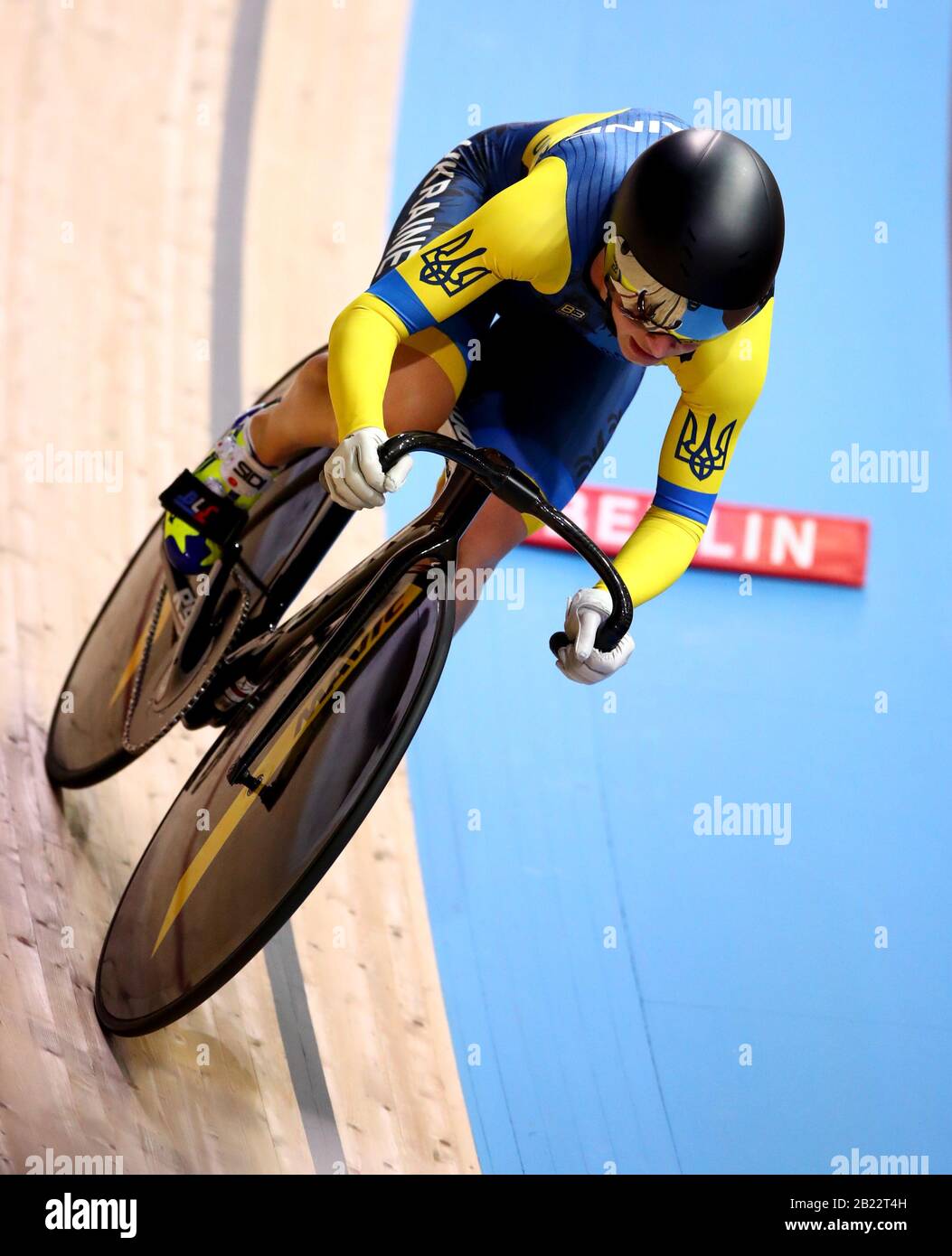 Ukraine's Olena Starikova in action during the Women's 500m time trial during day four of the 2020 UCI Track Cycling World Championships at Velodrom, Berlin. Stock Photo