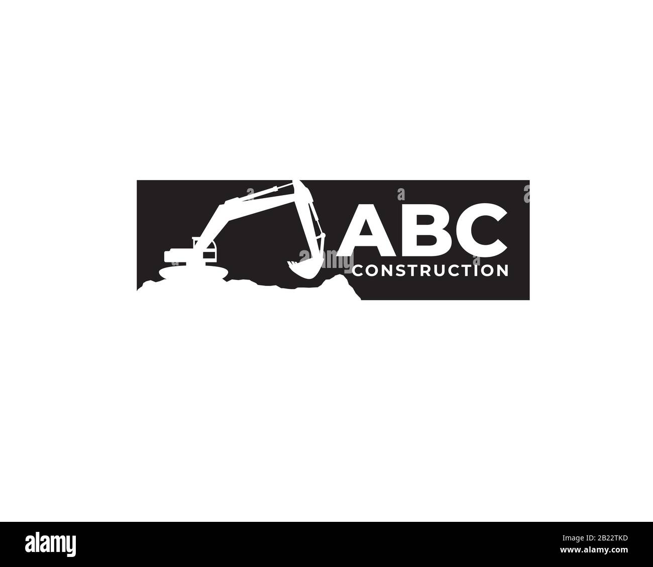 square excavator and backhoe emblem logo template with alphabeth logotype Stock Vector