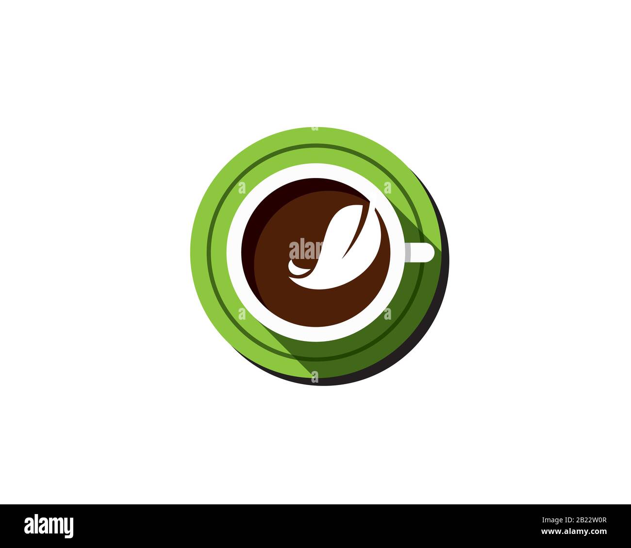coffee cocholate tea or any hot drink beverage in white cup with green coaster and o leaf above Stock Vector