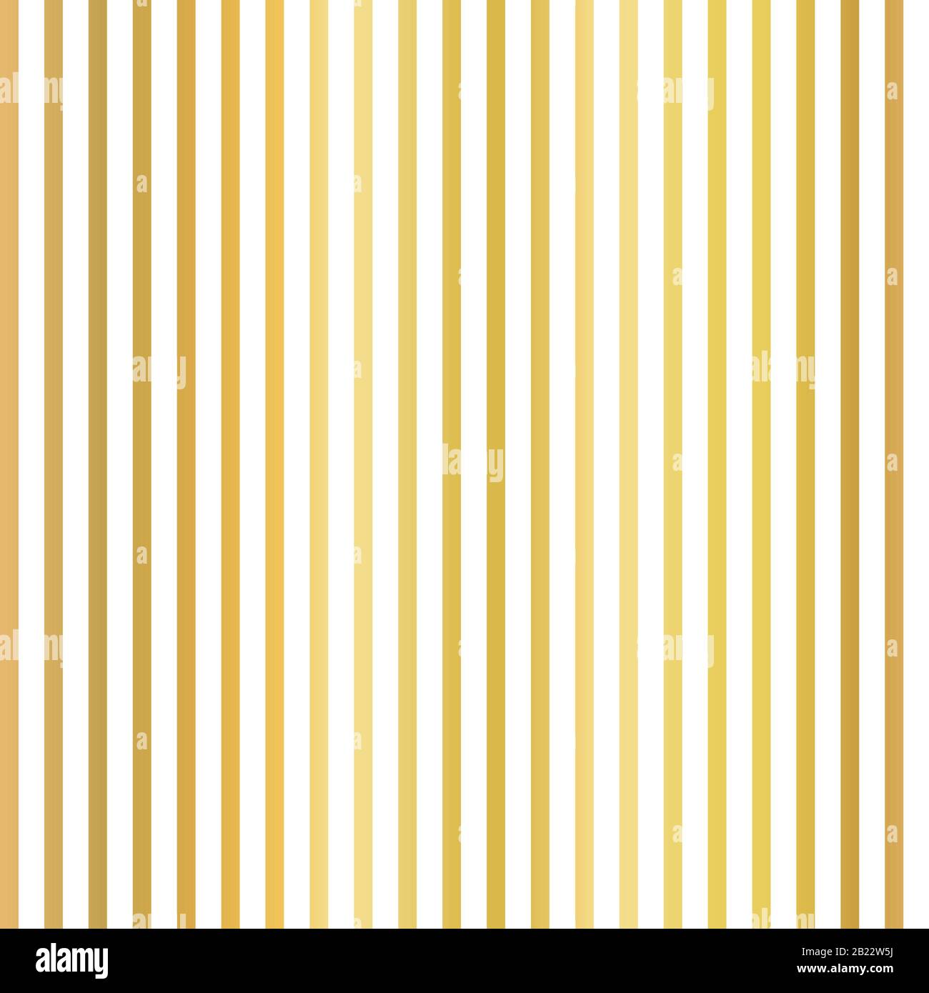 Gold foil vertical thin stripes seamless vector background. Golden