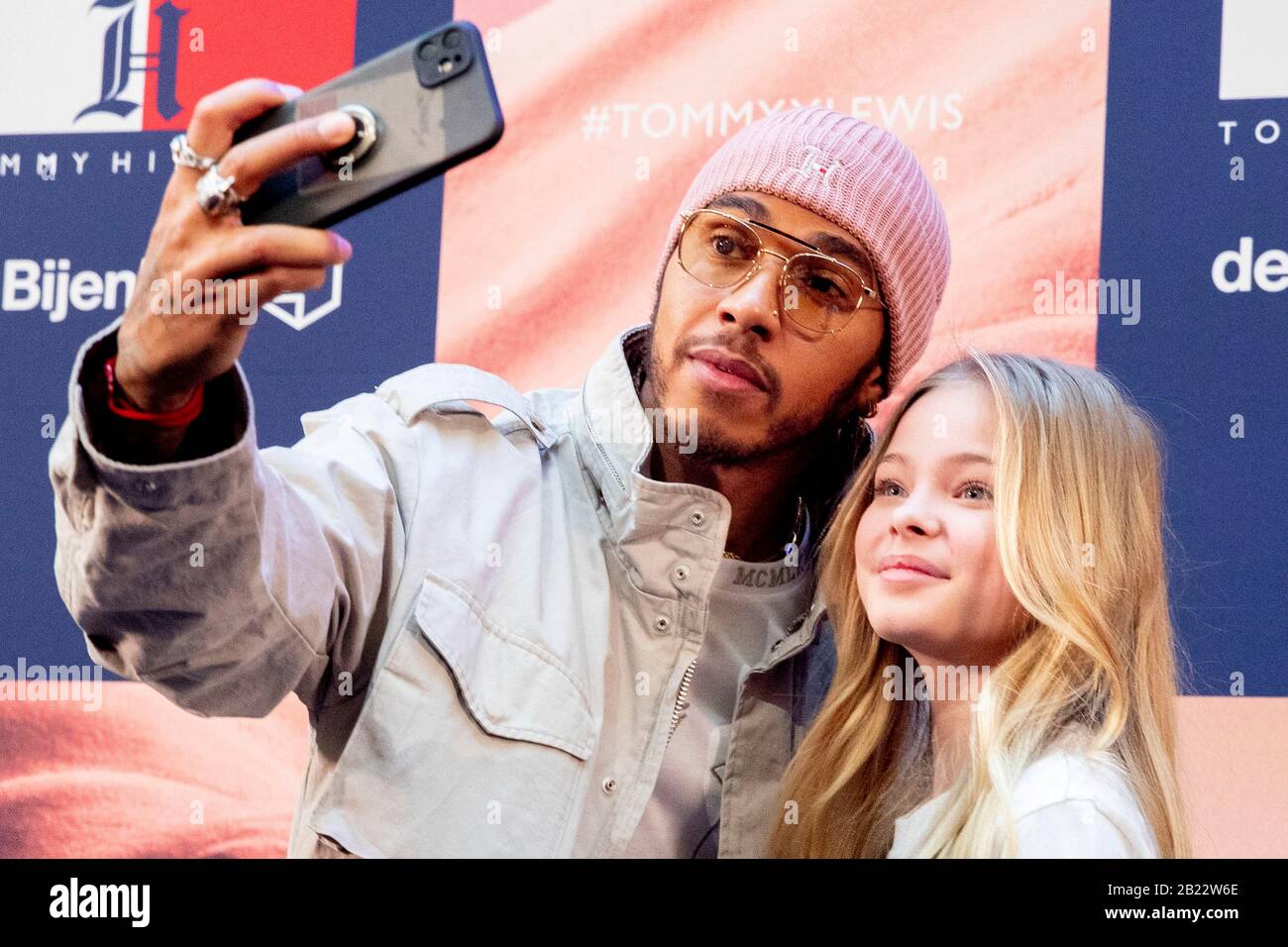 Amsterdam, Netherlands. 29th Feb, 2020. AMSTERDAM, Centre, 29-02-2020,  Lewis Hamilton celebrates the launch of TommyXLewis in the Bijenkorf in  Amsterdam Credit: Pro Shots/Alamy Live News Stock Photo - Alamy