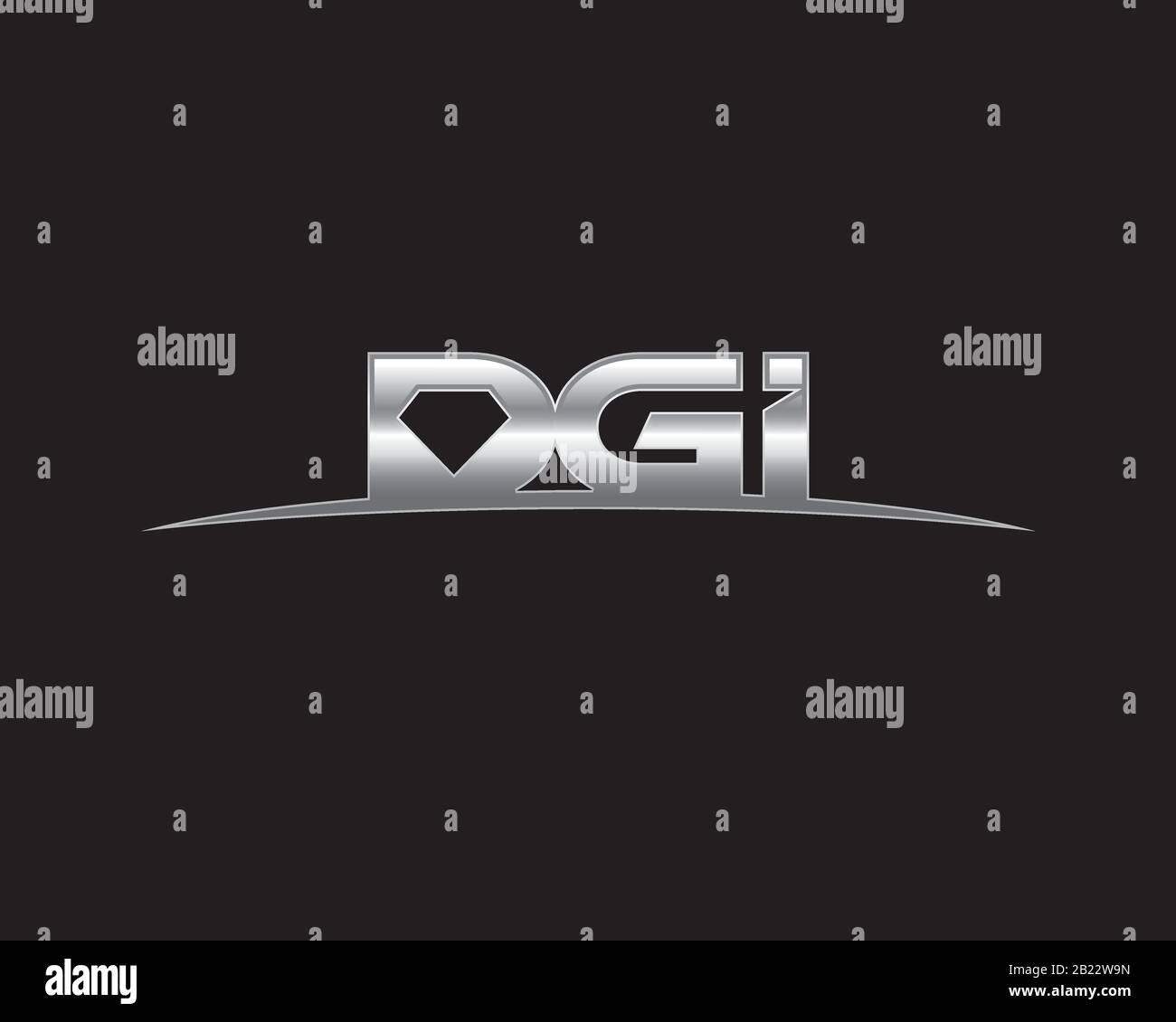 ground based monogram anagram lettermark logo of letter D G I with diamond negative space Stock Vector