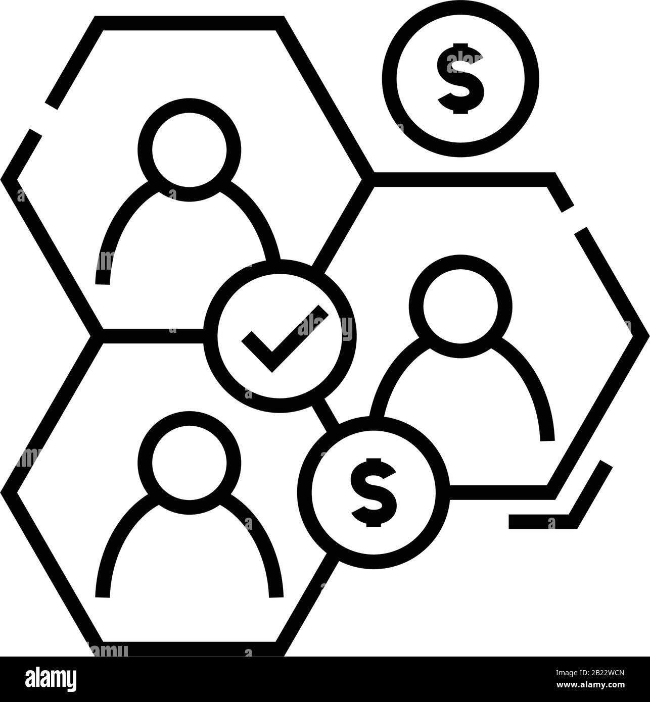 Money transfer line icon, concept sign, outline vector illustration ...