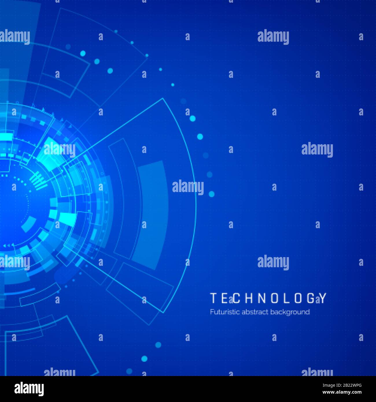 Circle blue abstract technology background. Sci fi cyberspace backdrop. Futuristic innovation concept. Vector illustration Stock Vector