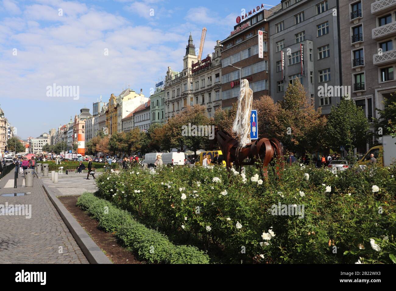 A statue of a white walker in one of the main streets of Prague. Game of Thrones fans are everywhere Stock Photo