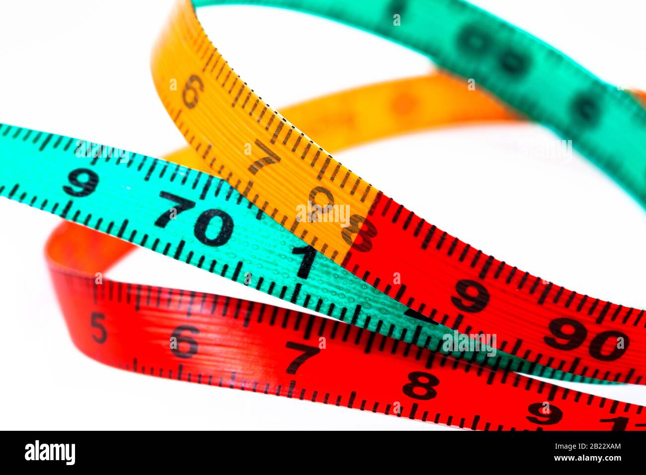 Body measuring tape, colorful meter colors closeup macro, measurer