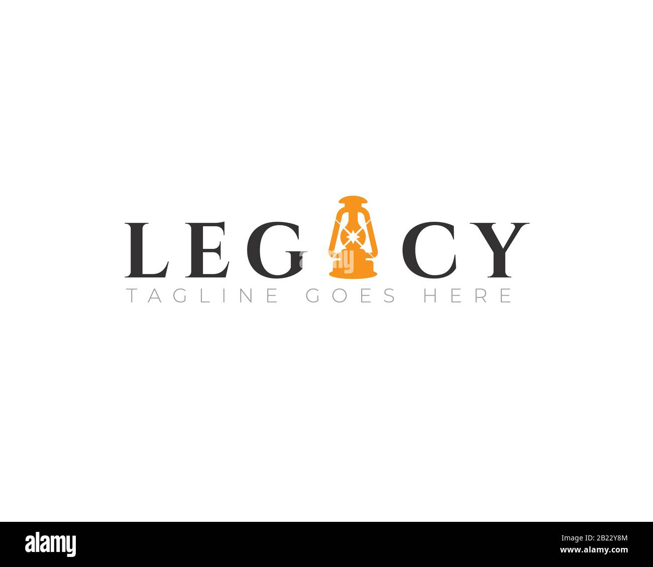 legacy wordmark with classic lantern as letter A Stock Vector