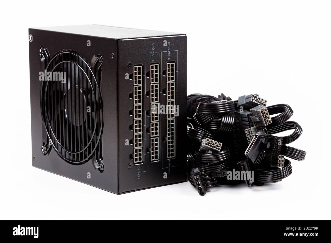 Simple modular power supply unit isolated on white Set of cables