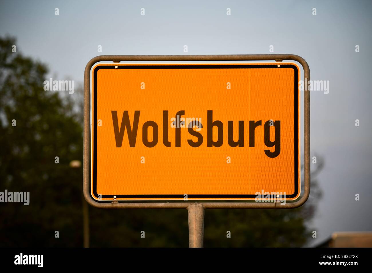 Ortsschild, Wolfsburg, Niedersachsen, Deutschland Stock Photo
