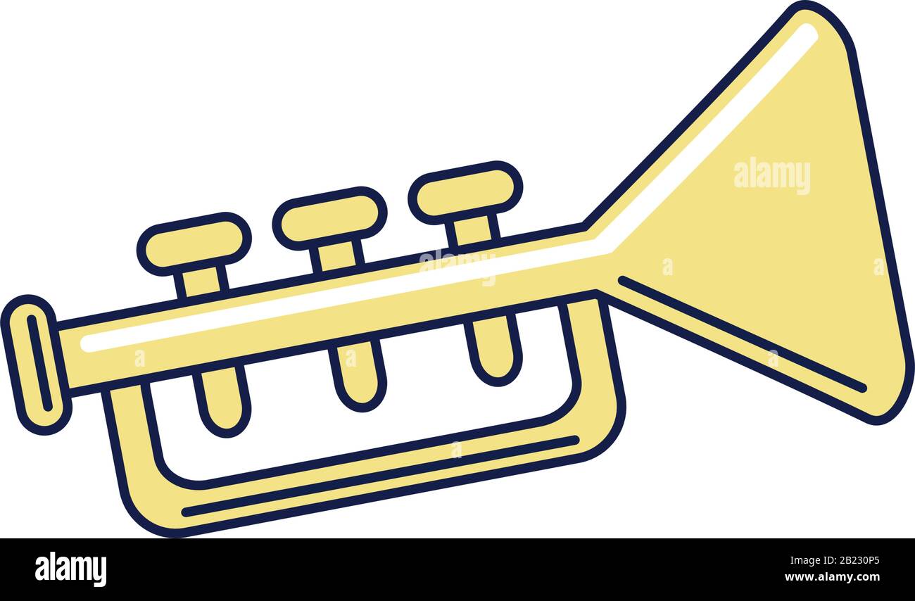 happy birthday, trumpet instrument music celebration party vector