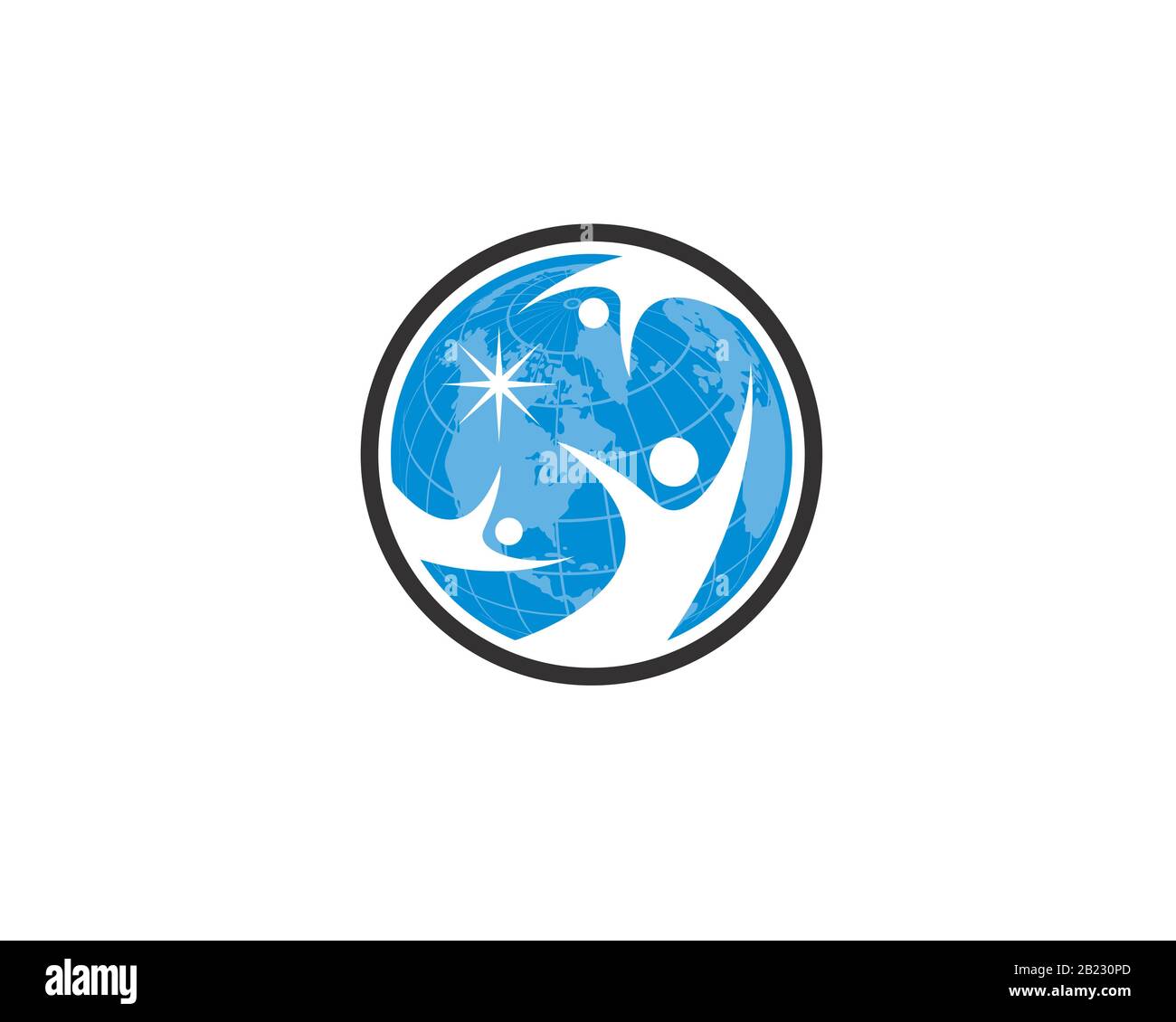 Team Work Logo Around The World - Rounded Globe And Team Work Union People Logo Template- Circular Business Team United Logo, partnership. Stock Vector