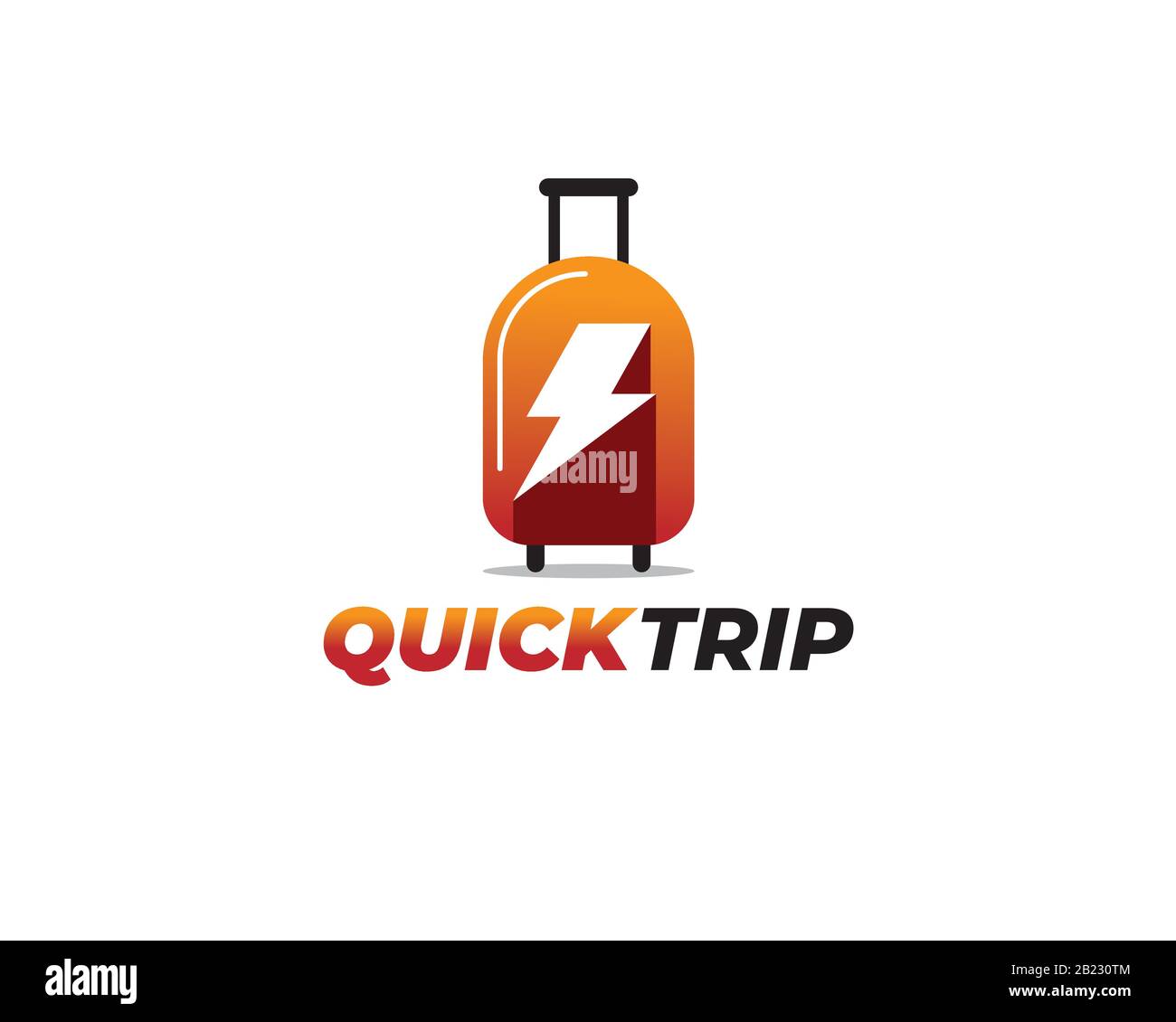 suitcase briefcase with lightning sign on it indicating its a quick trip logo Stock Vector